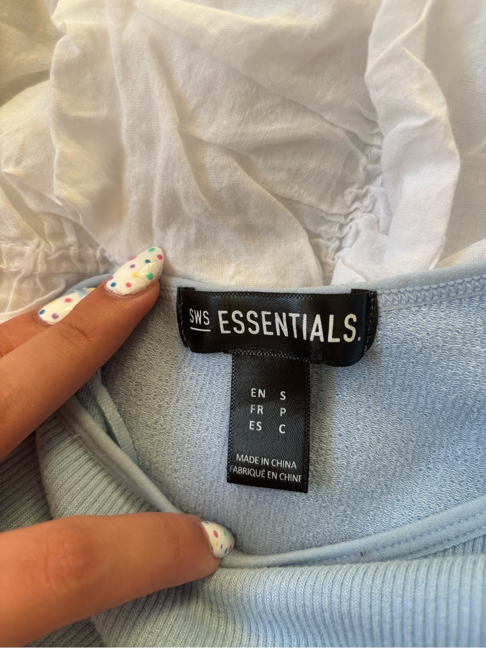 Essentials One-Shoulder Ribbed Tank Top in Light Blue - Picture 2 of 2